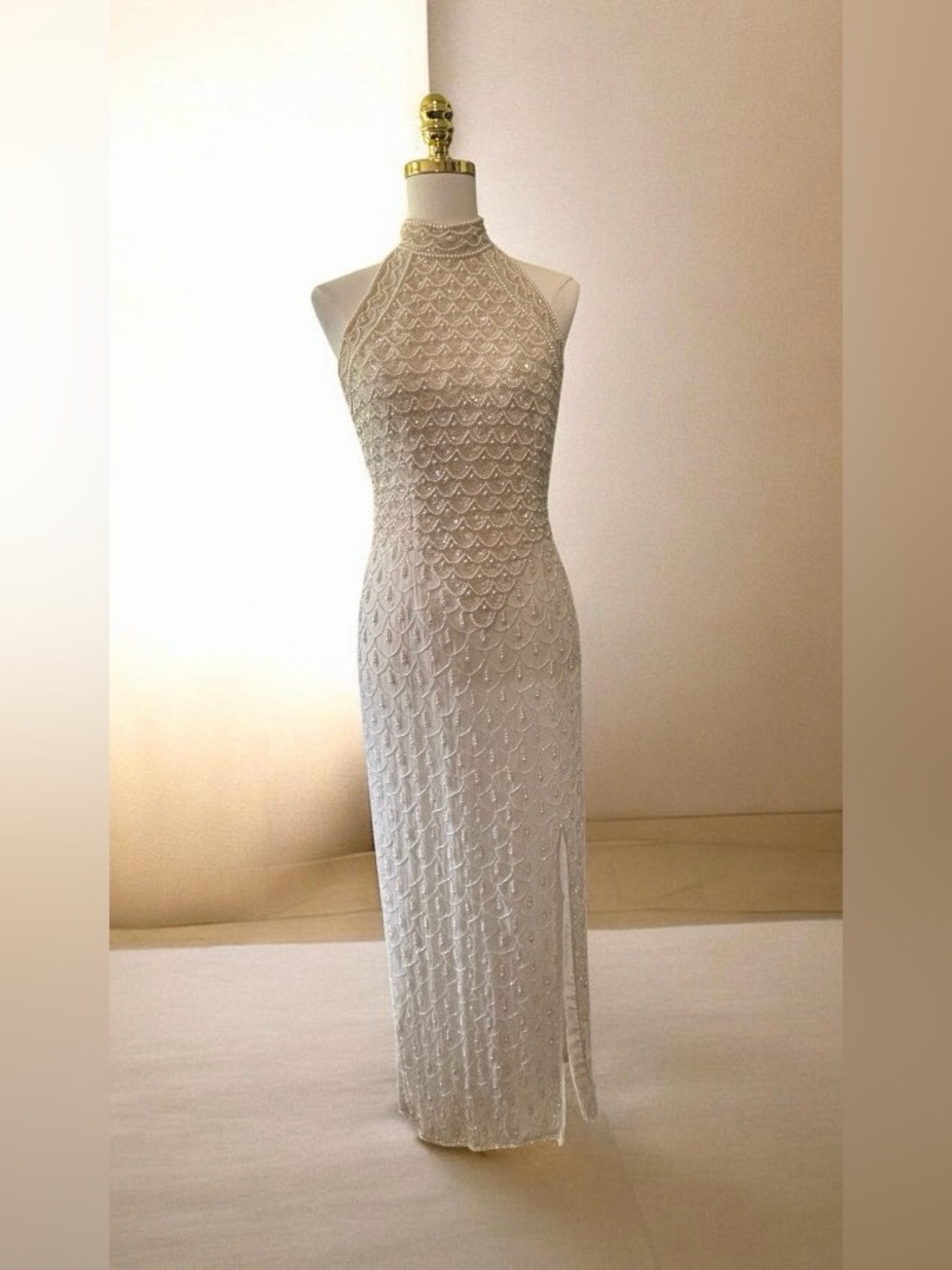 AS IS Vintage Laurence Kazar Beaded Dress Flawed. Read Description. Size P.